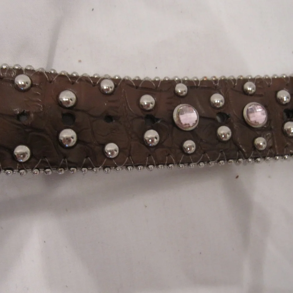 Y2k rhinestone western belt with heart rhinestones size XS 33" - Picture 4 of 6